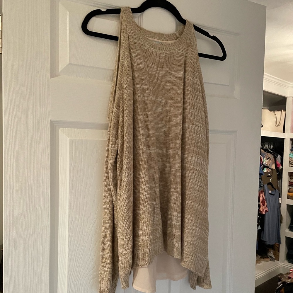 Cold Shoulder Split Back Sweater - image 2